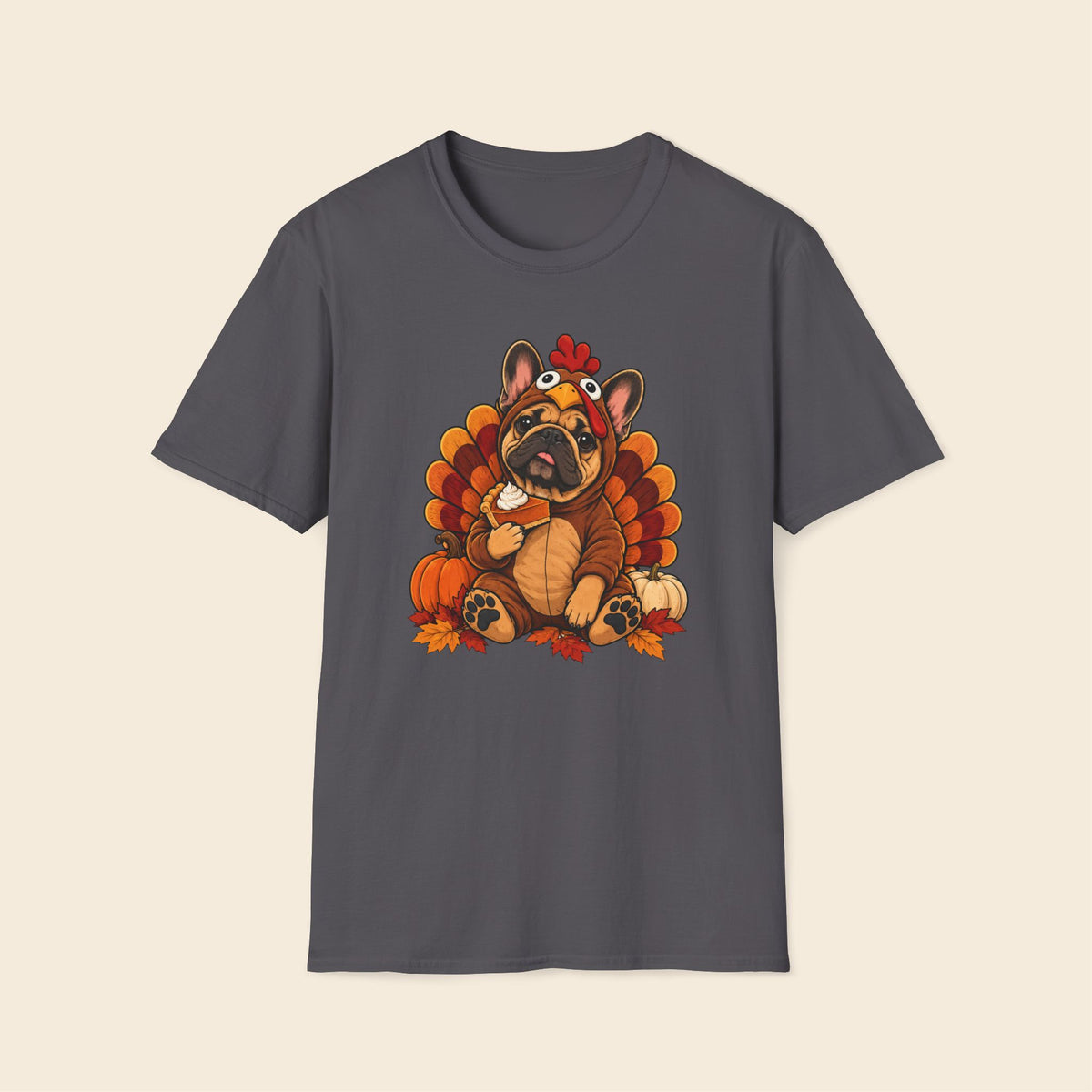 Funny Frenchie Wearing Turkey Suit T-Shirt