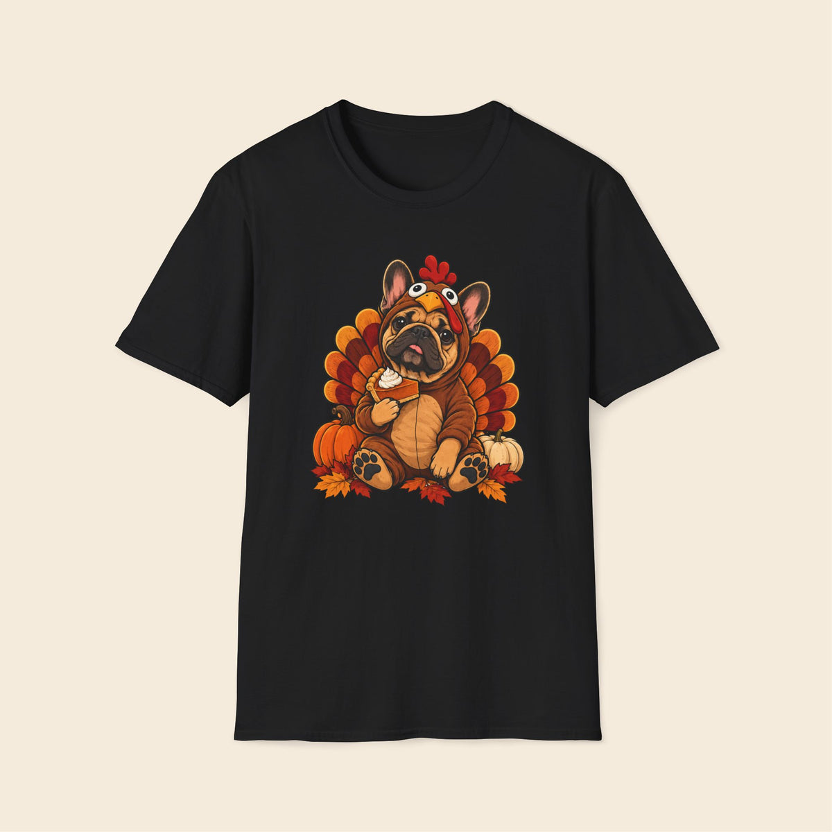 Funny Frenchie Wearing Turkey Suit T-Shirt